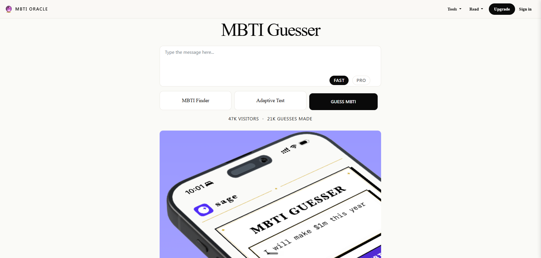 MBTI Oracle screenshot